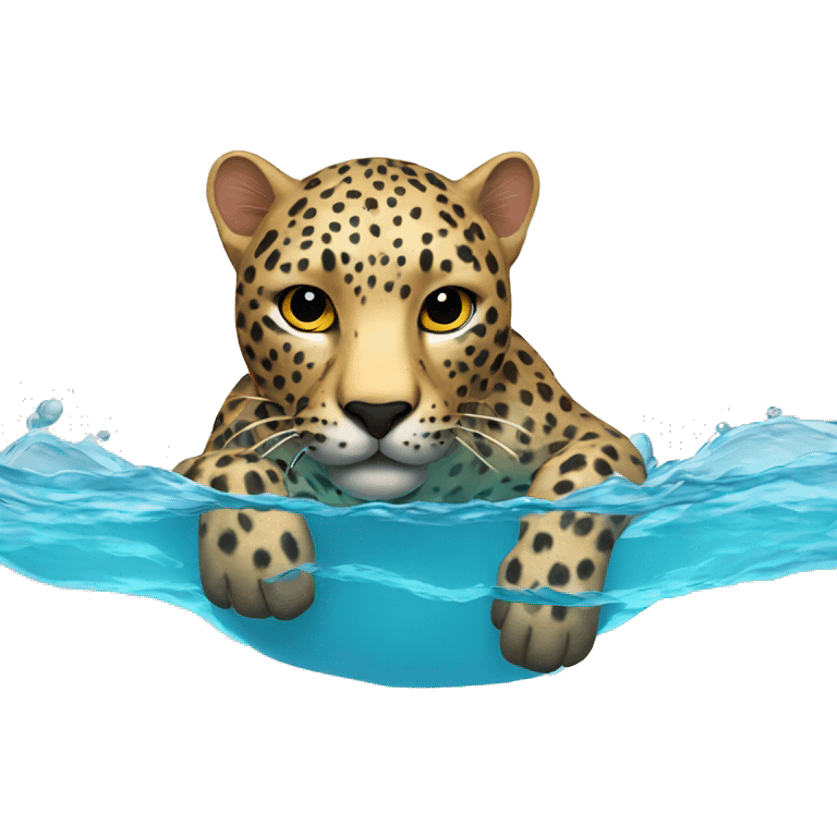 Swimming leopard emoji