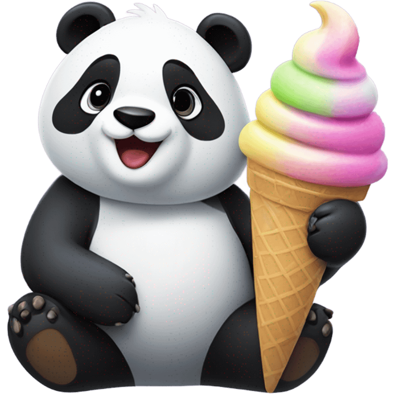 Panda eating ice cream emoji