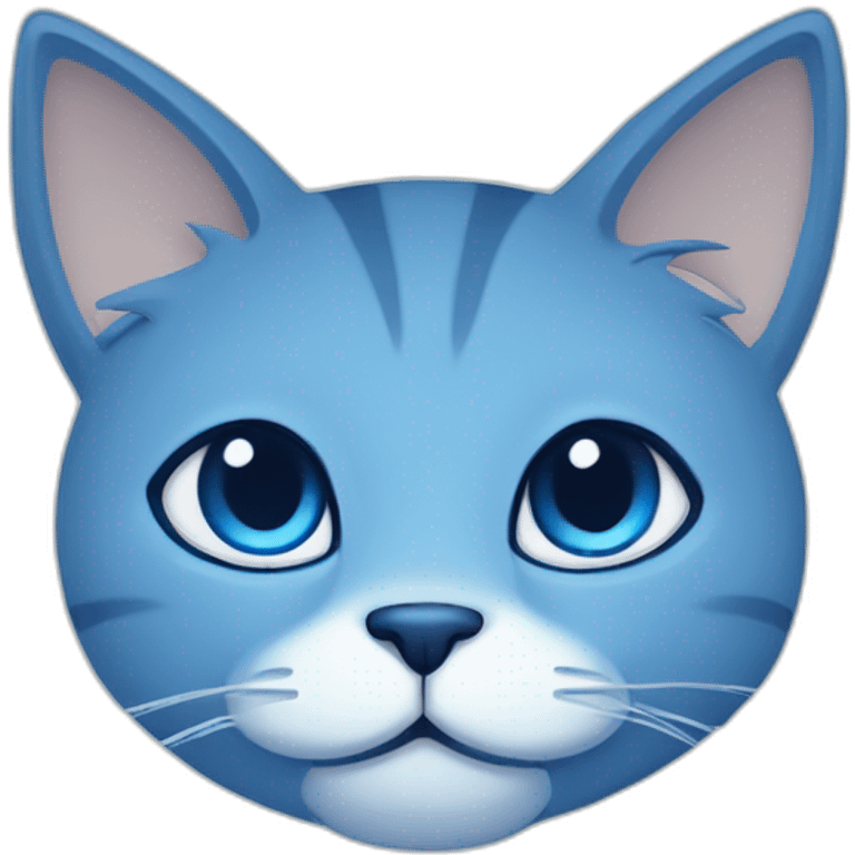 Blue simplistic sketch of a cute cat face emoji