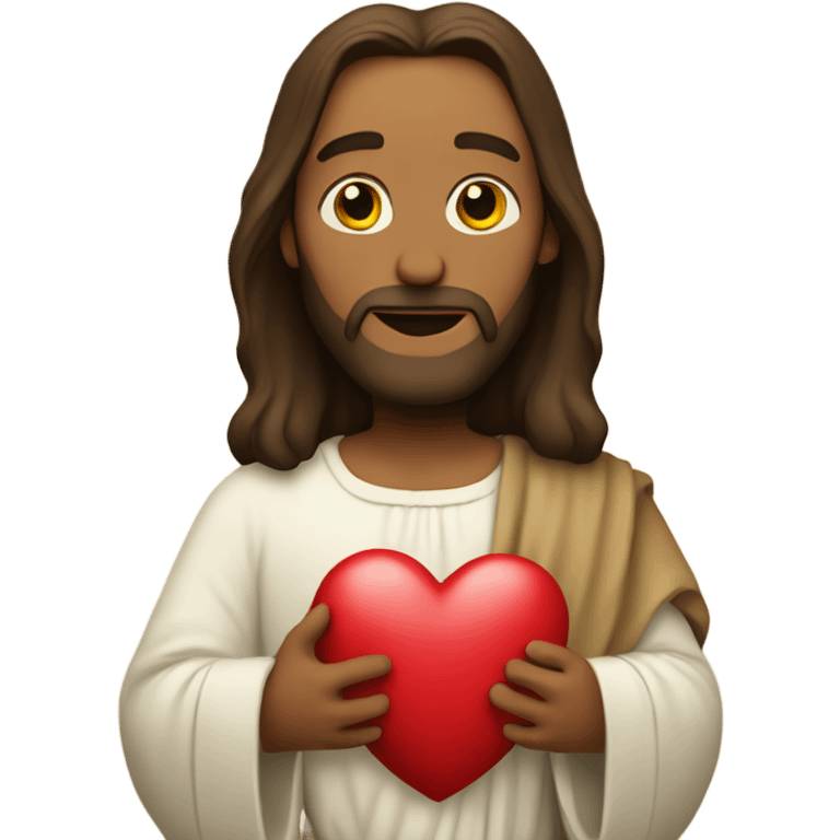 Jesus holding a heart emoji