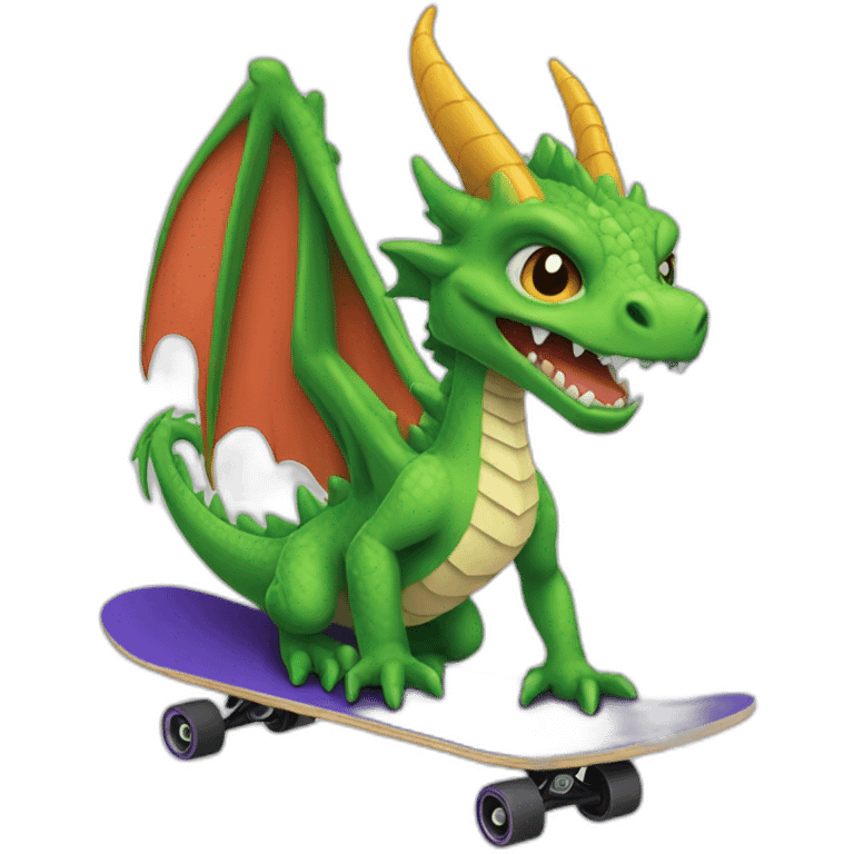 Dragon qui fait du skateboard emoji