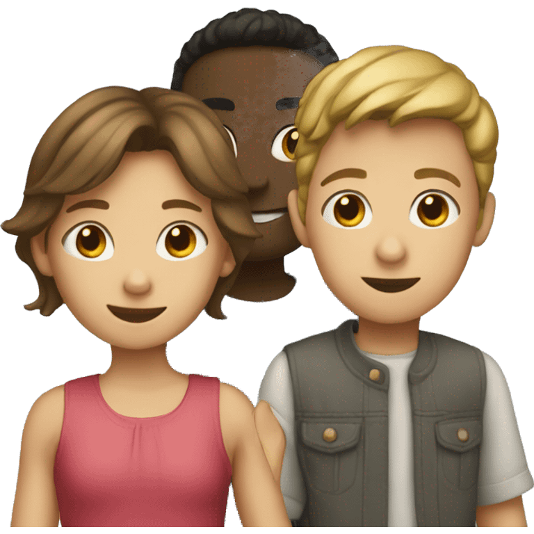 Girl and two boys playing emoji