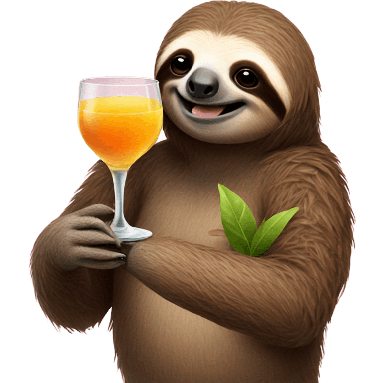 Sloth holding a cocktail emoji