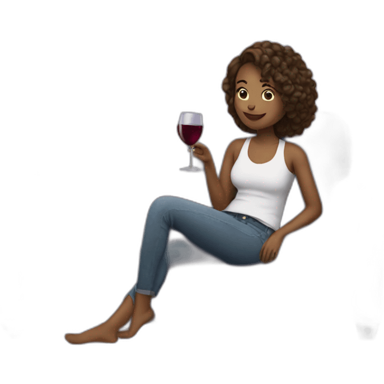 girls with wine on the sofa emoji