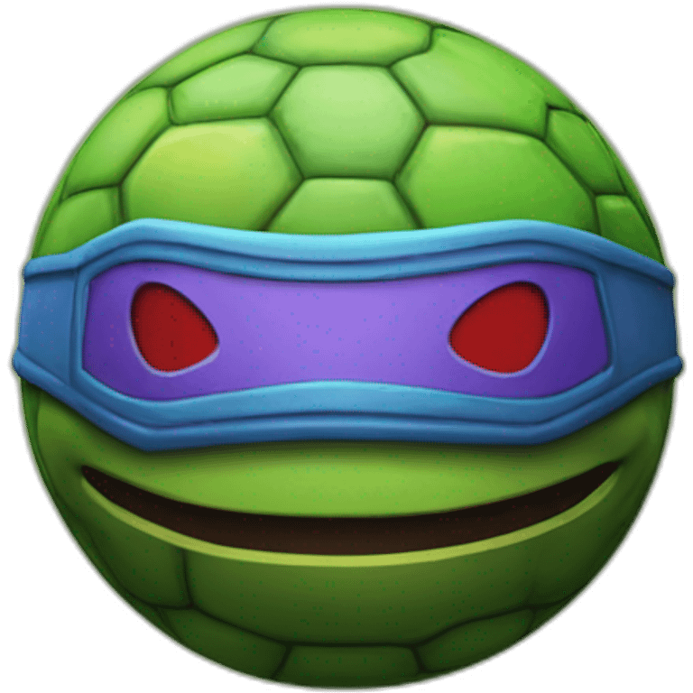 3d sphere with a cartoon Teenage mutant ninja turtle skin texture emoji