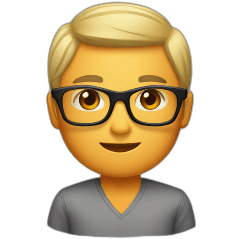 guy with black glasses dirtyblonde short hair with orange long-sleeved shirt emoji