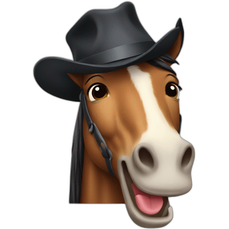 A horse laugh with hat emoji