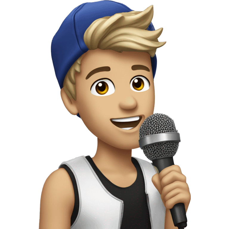 Justin Bieber with microphone  emoji