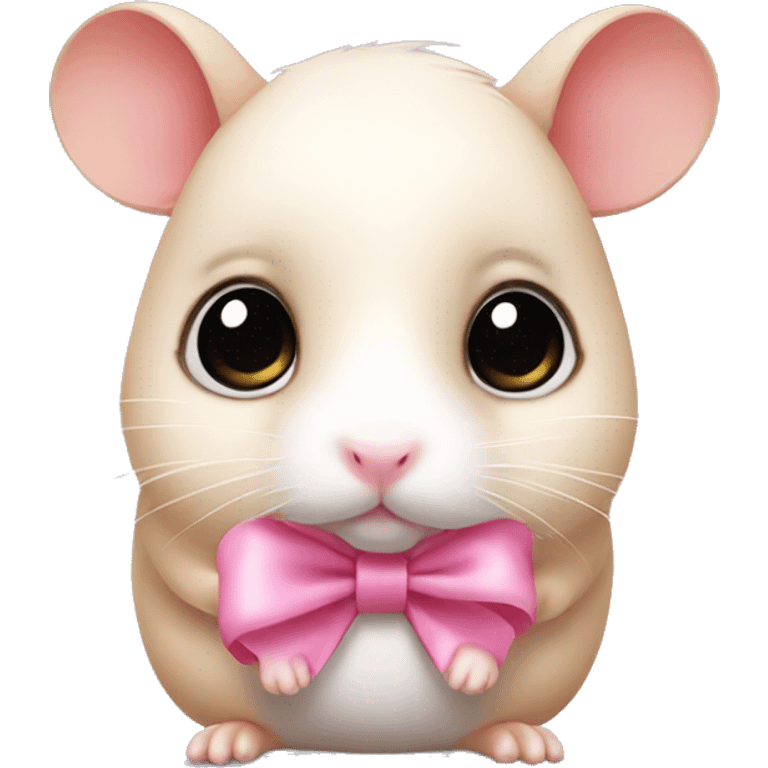 cute little hamster with big eyes and pink bow on the head emoji