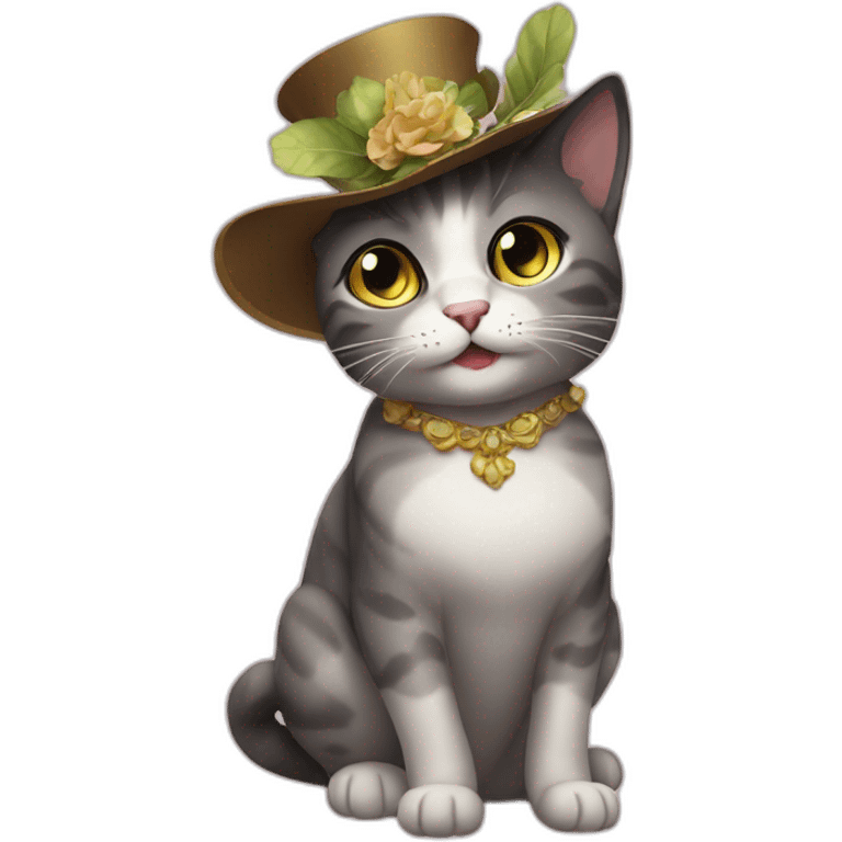 fancy reneissance female cat meawing emoji