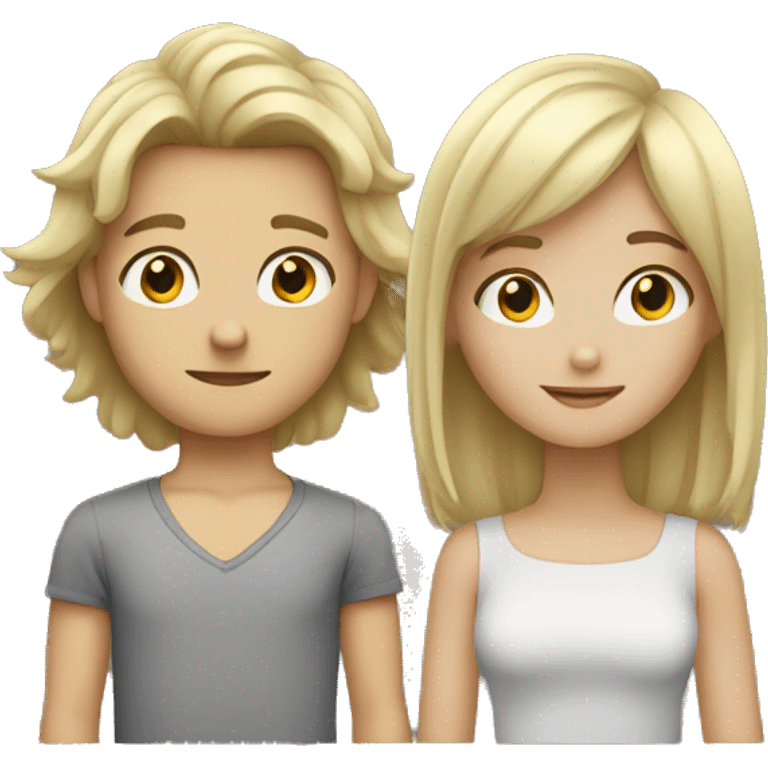 Blond boy and brunette girl emoji