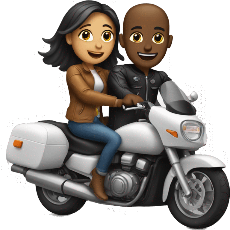 Couple on a motorbike  emoji