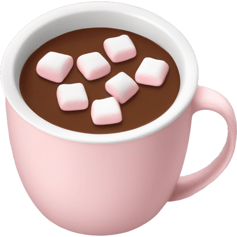 Light Pink mug of hot chocolate with marshmallows  emoji