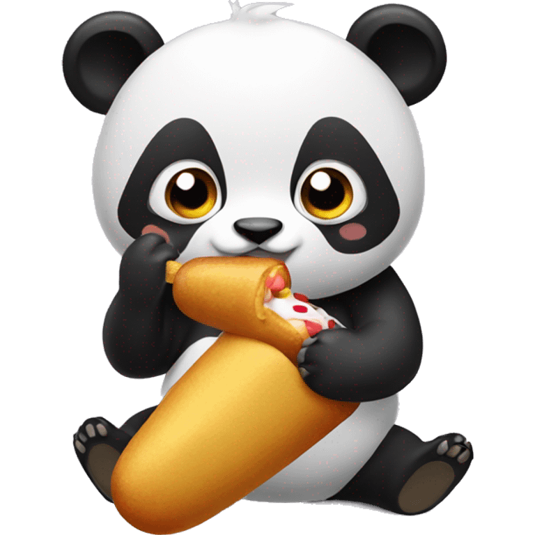 Panda eating corn dog emoji