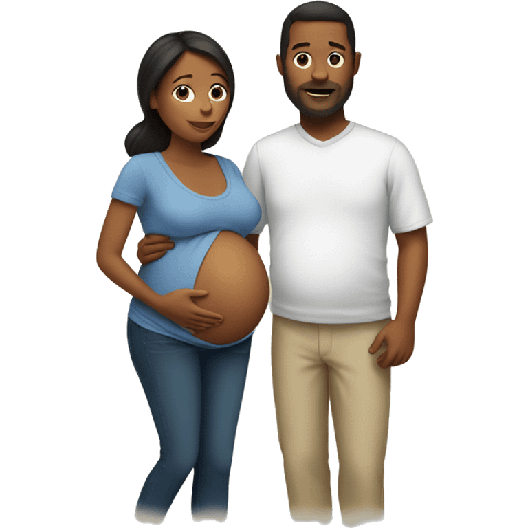 A pregnant woman with her husband  emoji