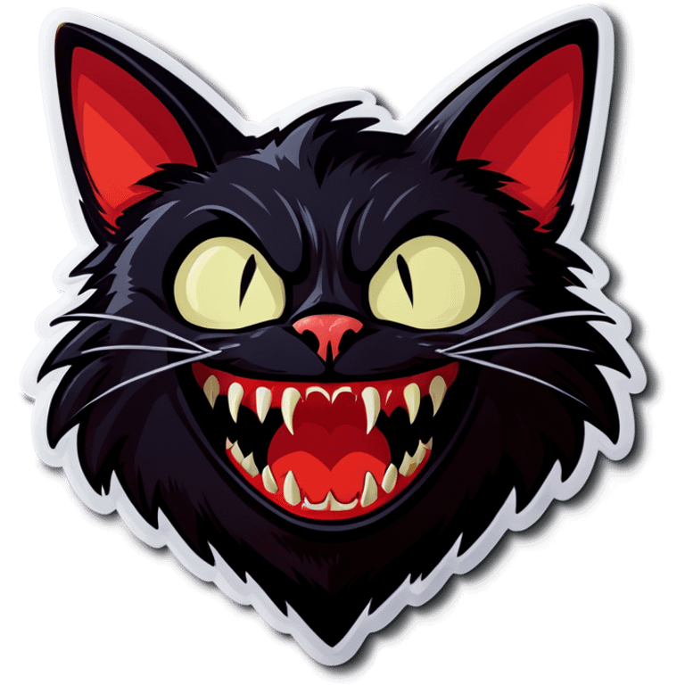 Black cat with vampire teeth emoji