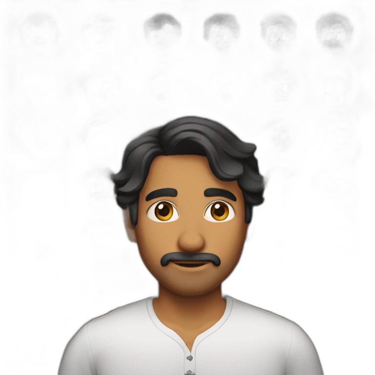 indian man, no beard, short black wavy hair, oval face emoji