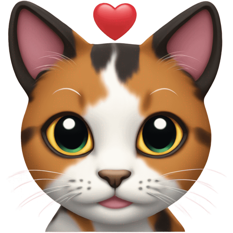 calico cat holding heart emoji