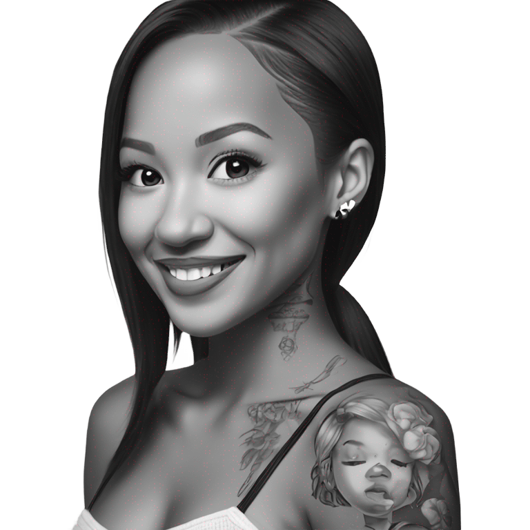 3d Hyper Realistic tattoo Karrueche Tran photo  emoji