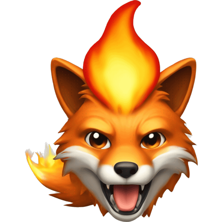 
A fox with a flame coming out of its head because it got angry while playing a game on the computer emoji