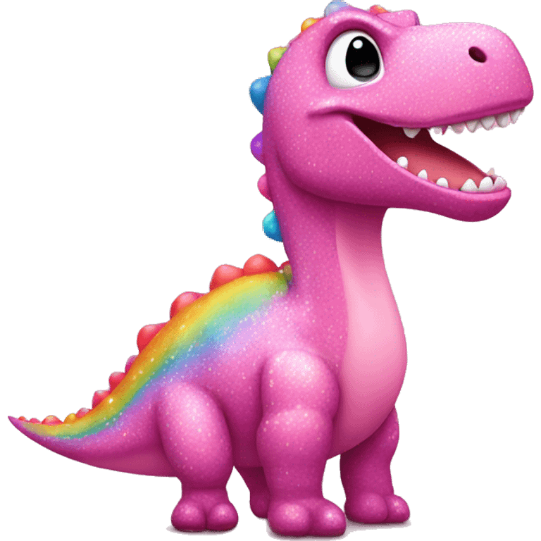 Pink Dinosaur with rainbow glittery polka dots  emoji