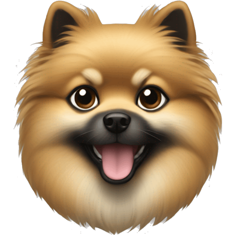 Create a pomeranian emoji in black tan coloring emoji