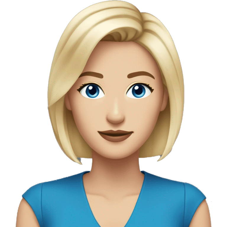 news anchor blonde medium length hair, blue eyes looking slightly to the left emoji