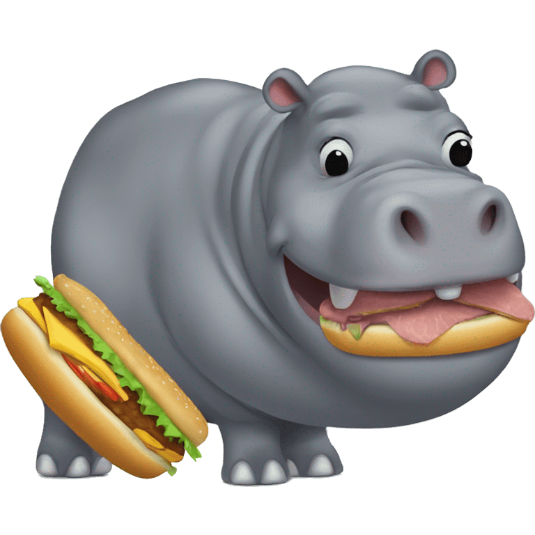 Hippo eat hamburgers  emoji