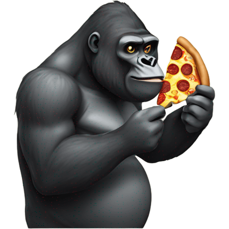 a gorilla eating pizza emoji