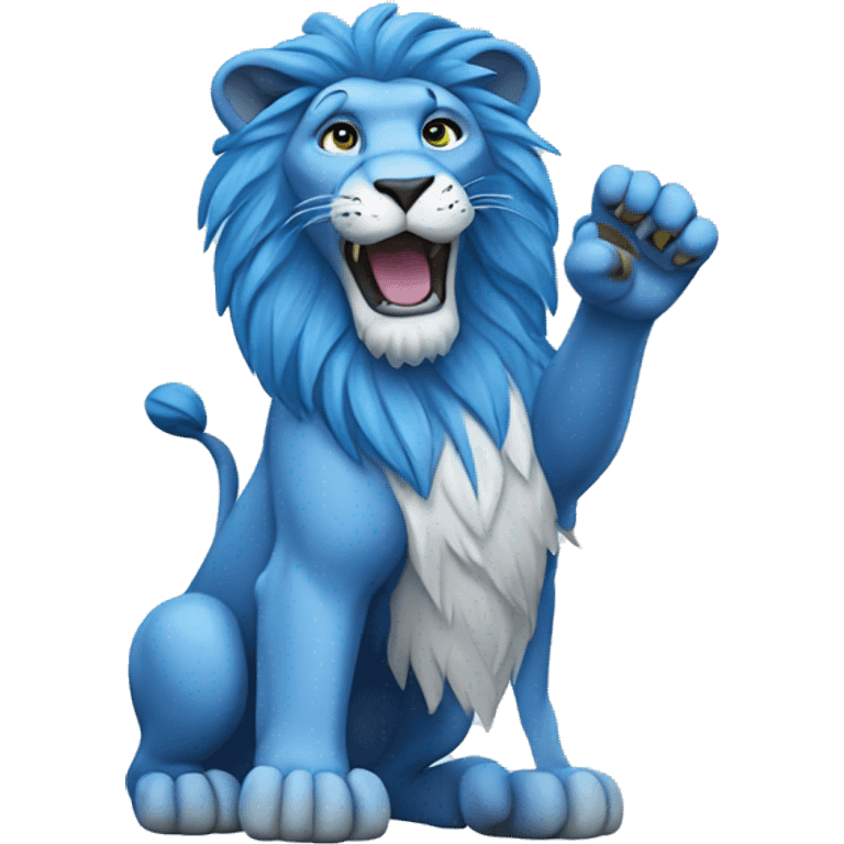 blue lion waving emoji