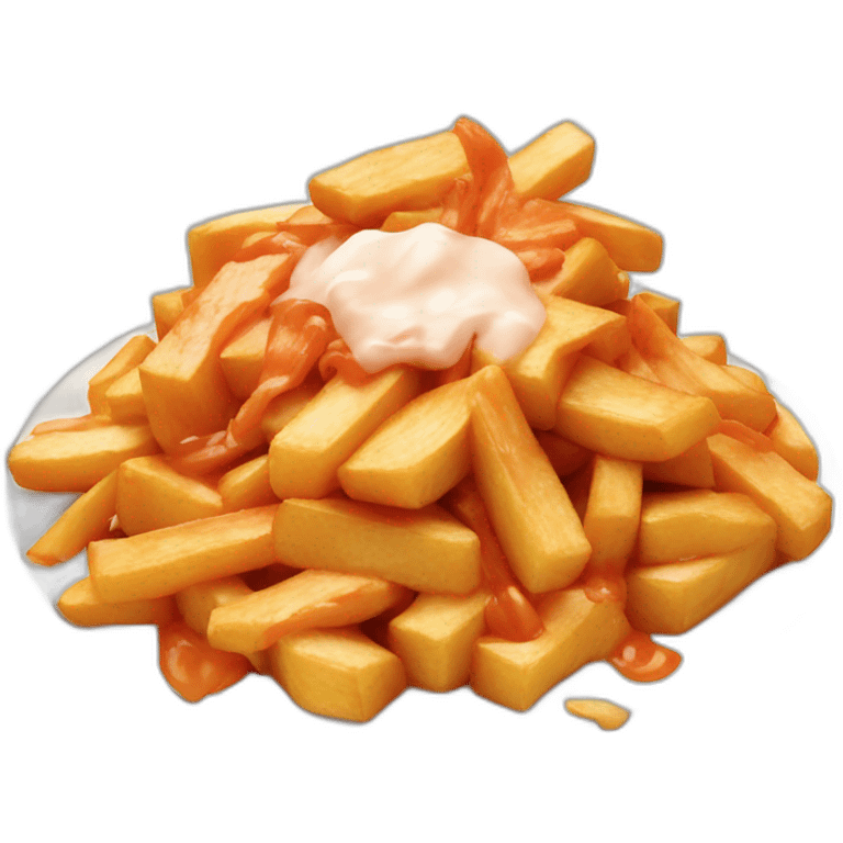 Poutine qui mange du saumon emoji