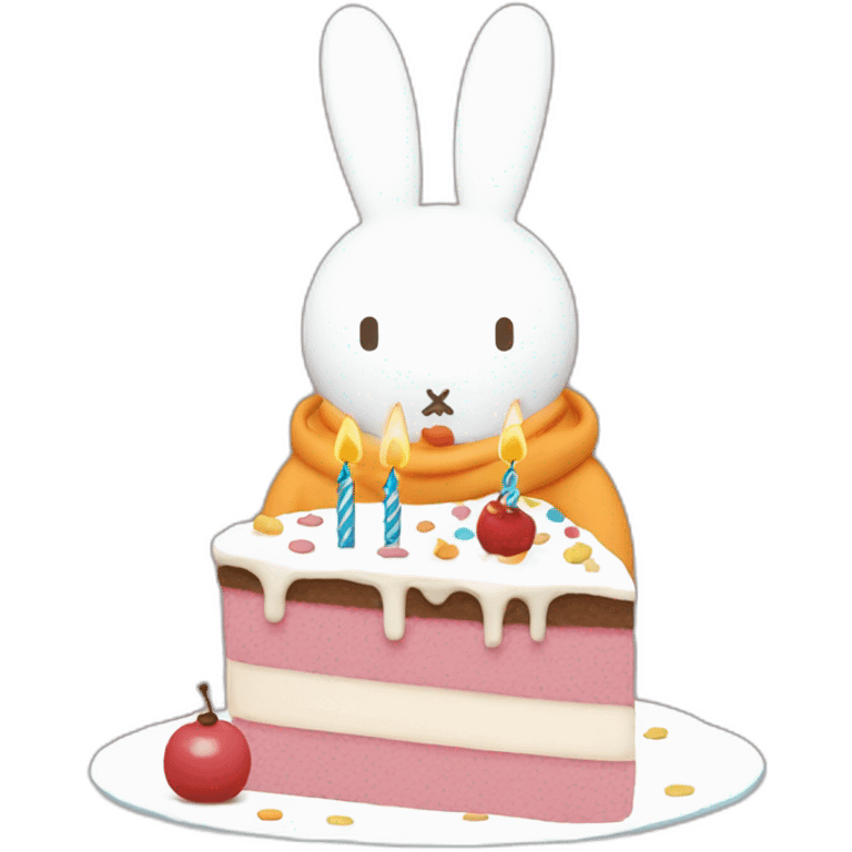 Miffy with birthday cake emoji