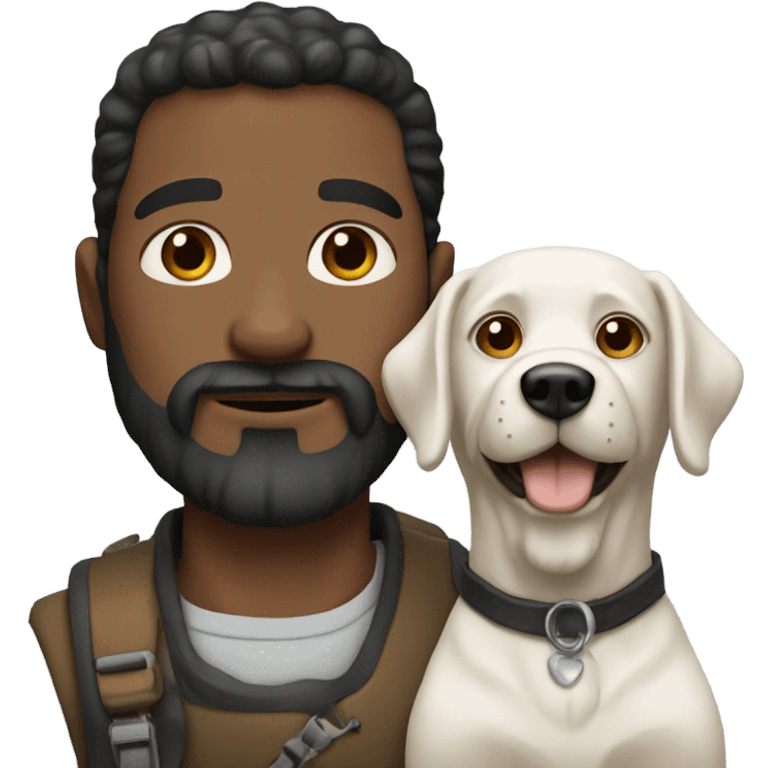 Black bearded white man with dog emoji