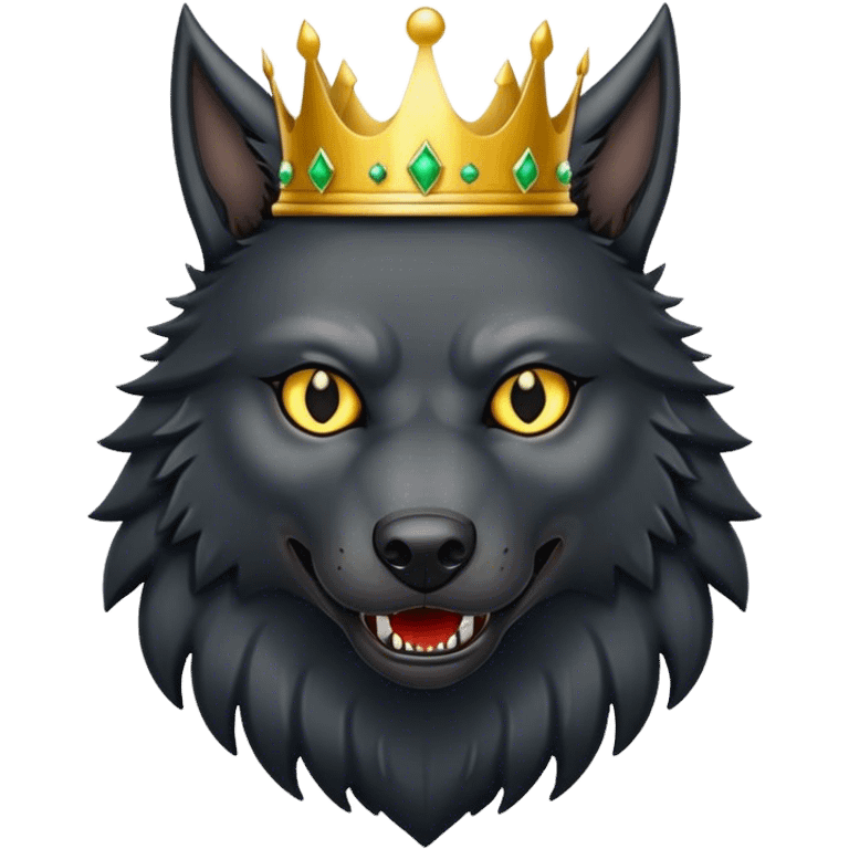 Scary Evil Black Wolf with Gold Crown emoji