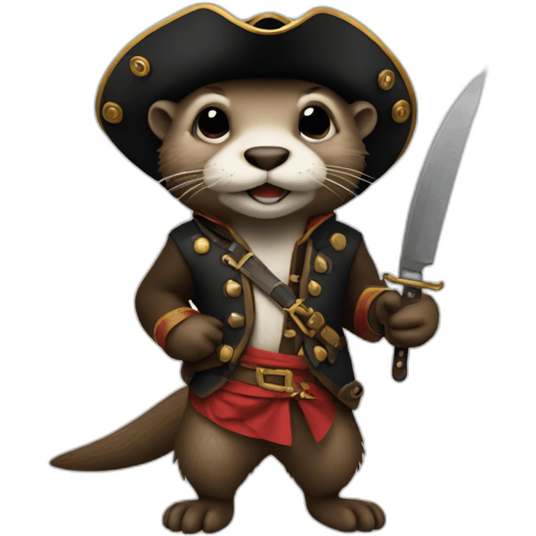 otter wearing pirate outfit holding a knife emoji