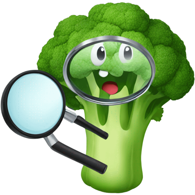 happy broccoli hold magnifying glass emoji