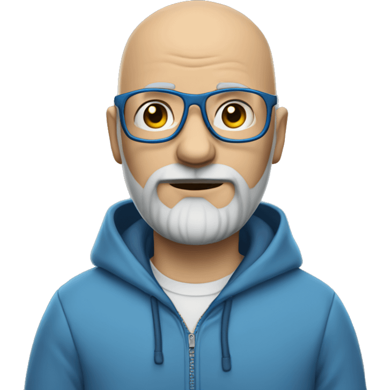 bald man in Blue hoodie 1 days  grey beard with Glases emoji