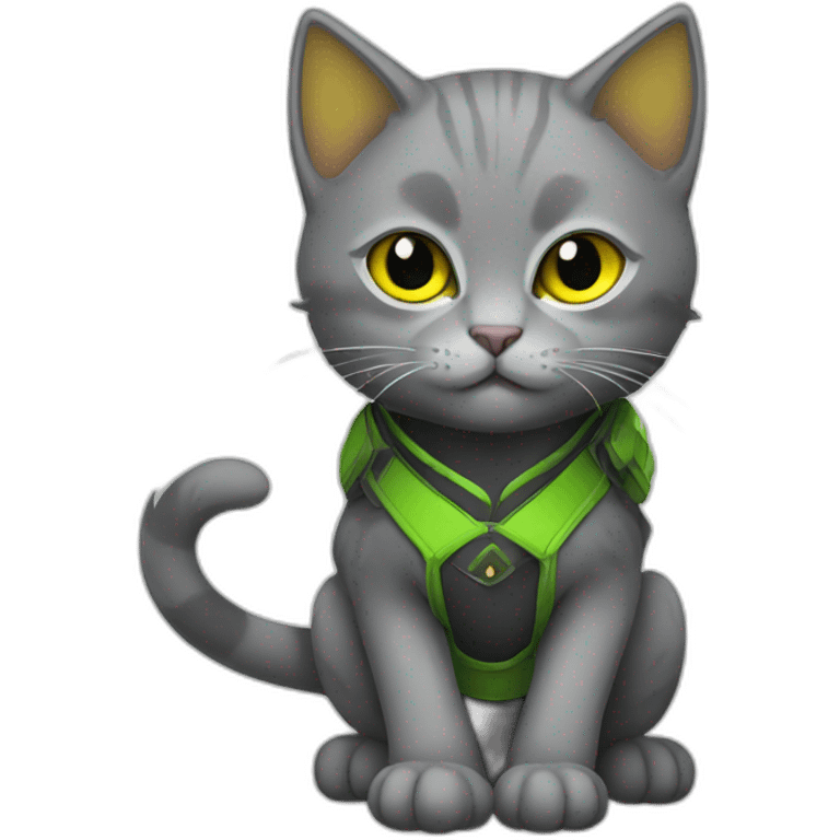 Grey Ninja kitten with yellow green eyes  emoji