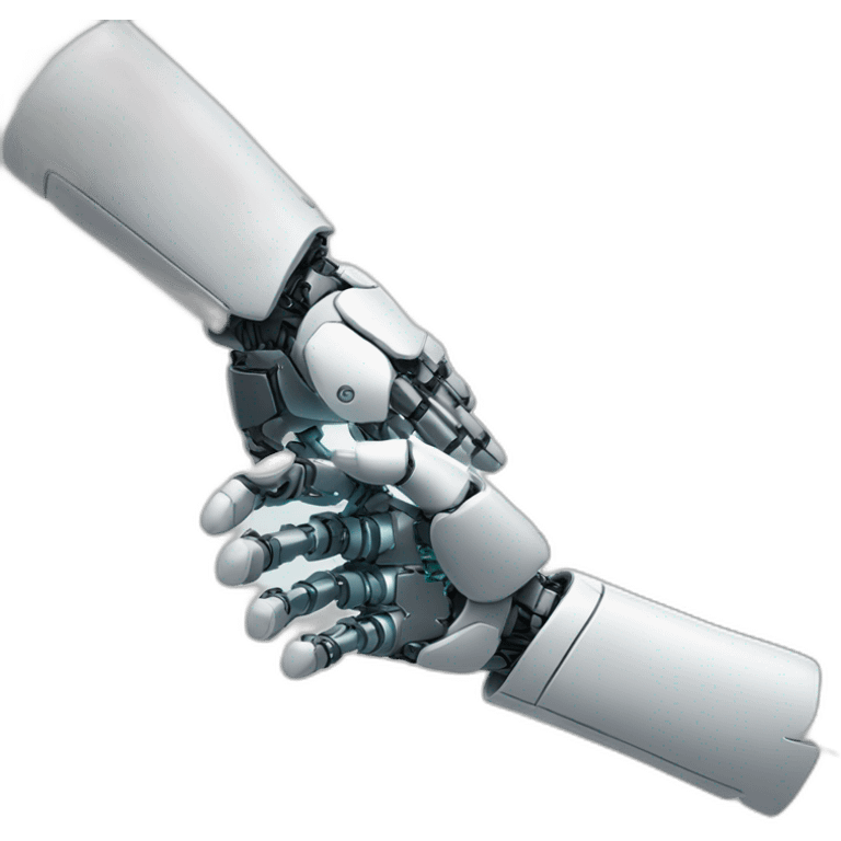 A human hand shaking hands with a robotic hand in sign of collaboration  emoji