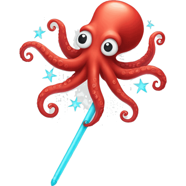 red octopus holding fairy wand emoji