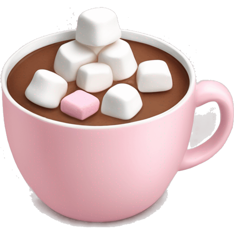 Light Pink mug of hot chocolate with marshmallows  emoji