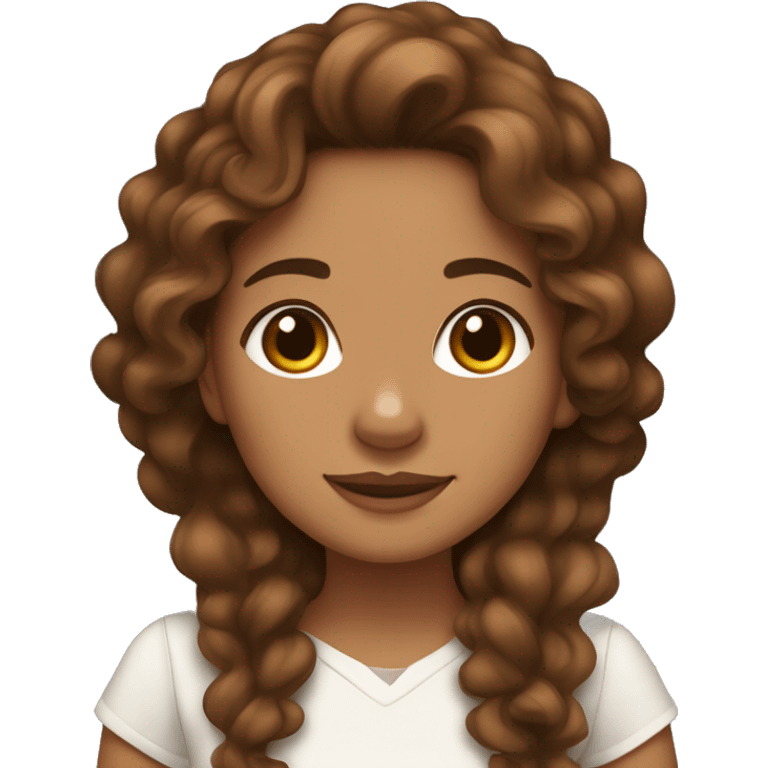 TAN SKIN GIRL WITH LONG BROWN CURLY HAIR AND A CORGI  emoji