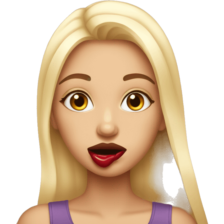 Girl applying lip gloss emoji