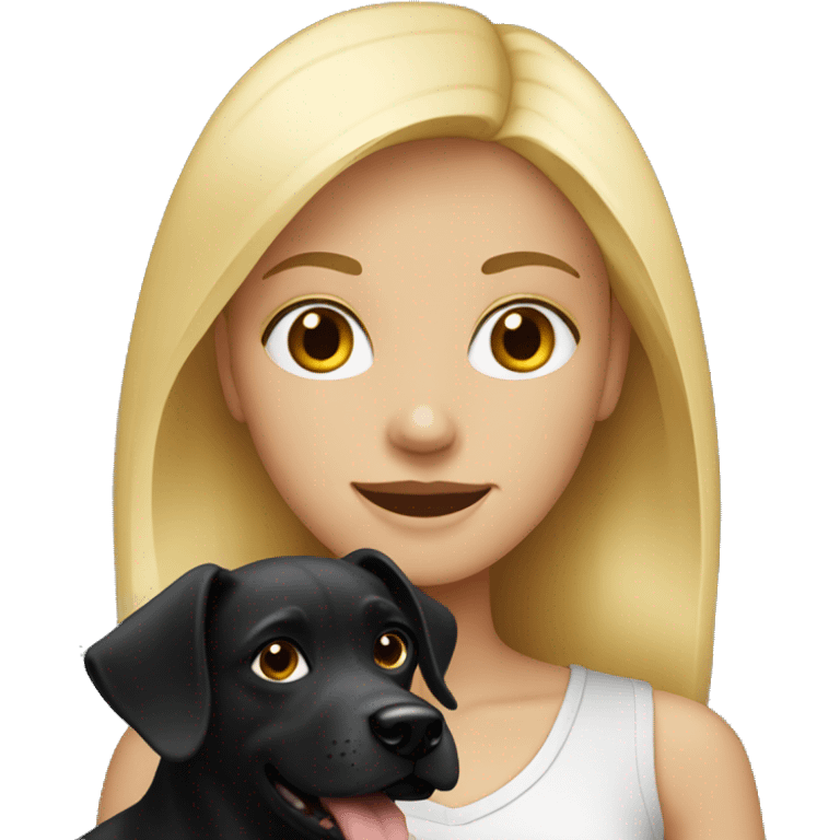 Blonde girl with black dog  emoji