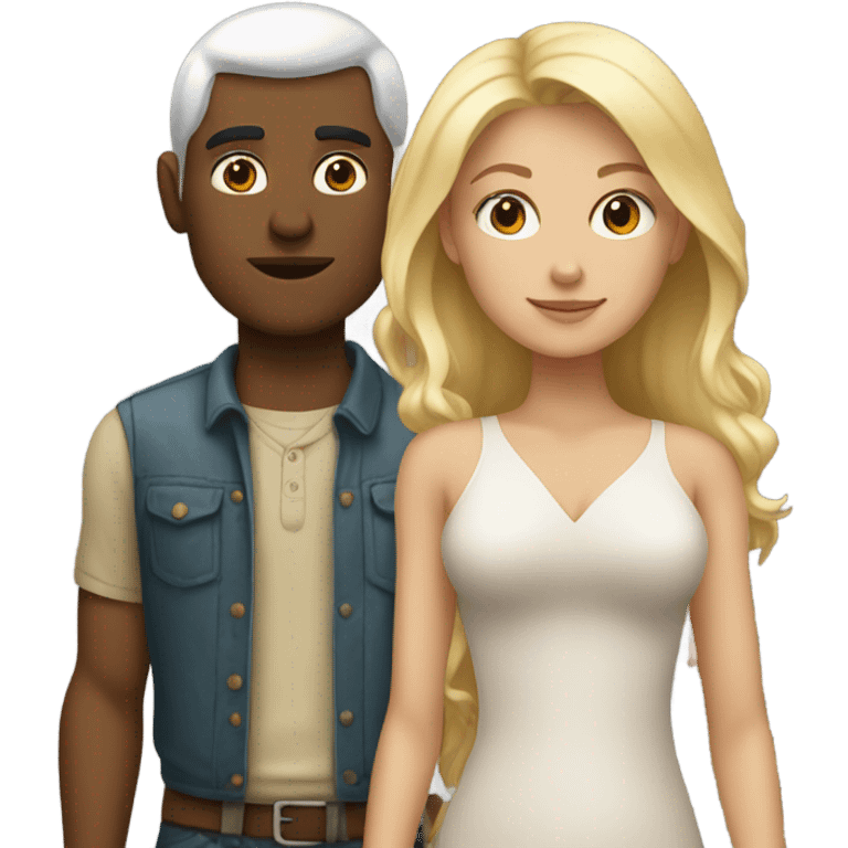 Blonde woman with Indian man  emoji