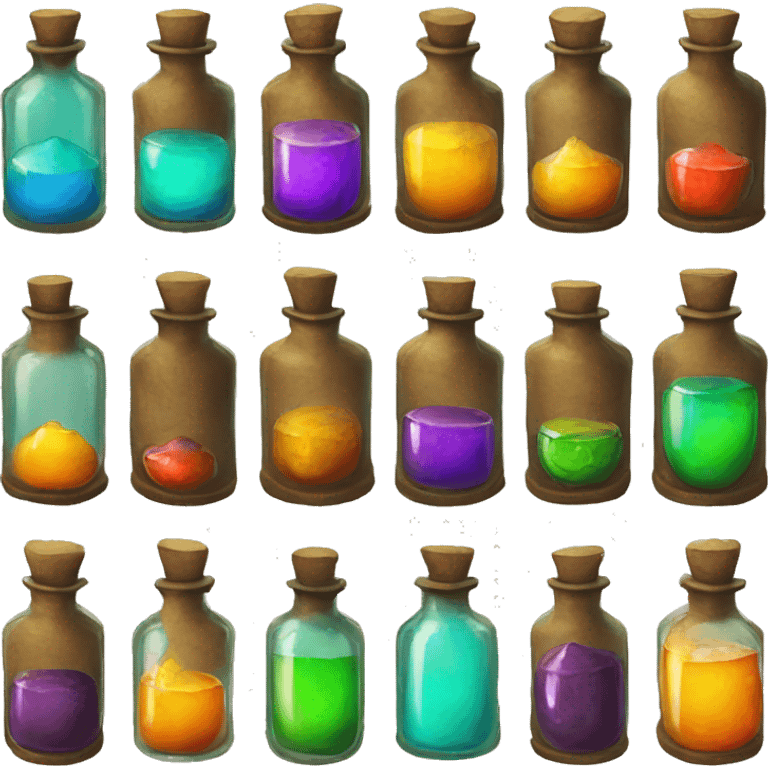 xp potions with different tiers emoji