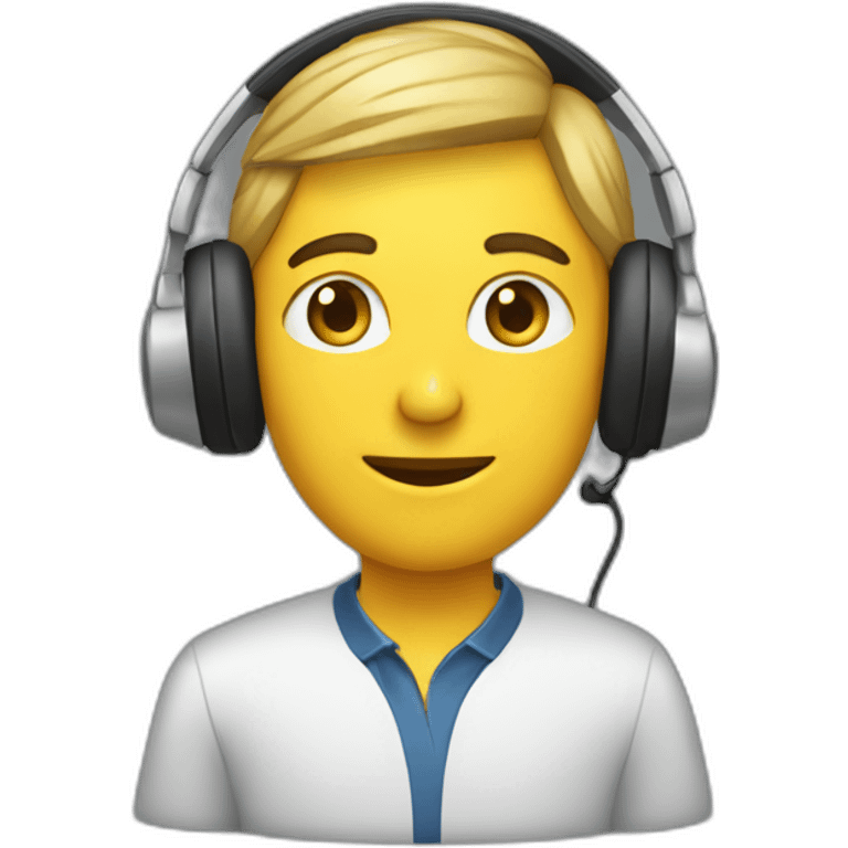 employee with computer desck and headphones emoji