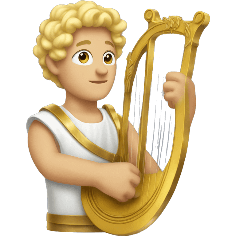 Apollo god. Holding a lyre with Blonde hair emoji