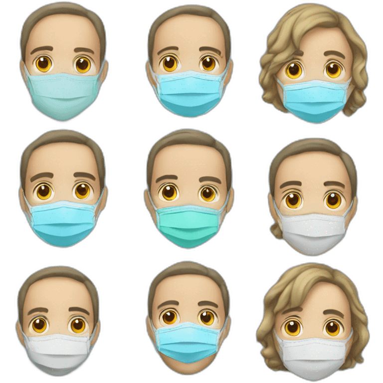 Man wearing 4 surgical face masks, layered  emoji