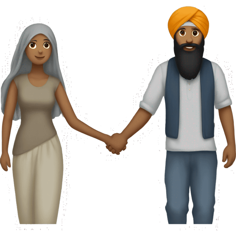 A sikh holding hands with his girlfriend. emoji